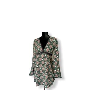 BEULAH STYLE Plunge Neckline Mini Dress SZ L